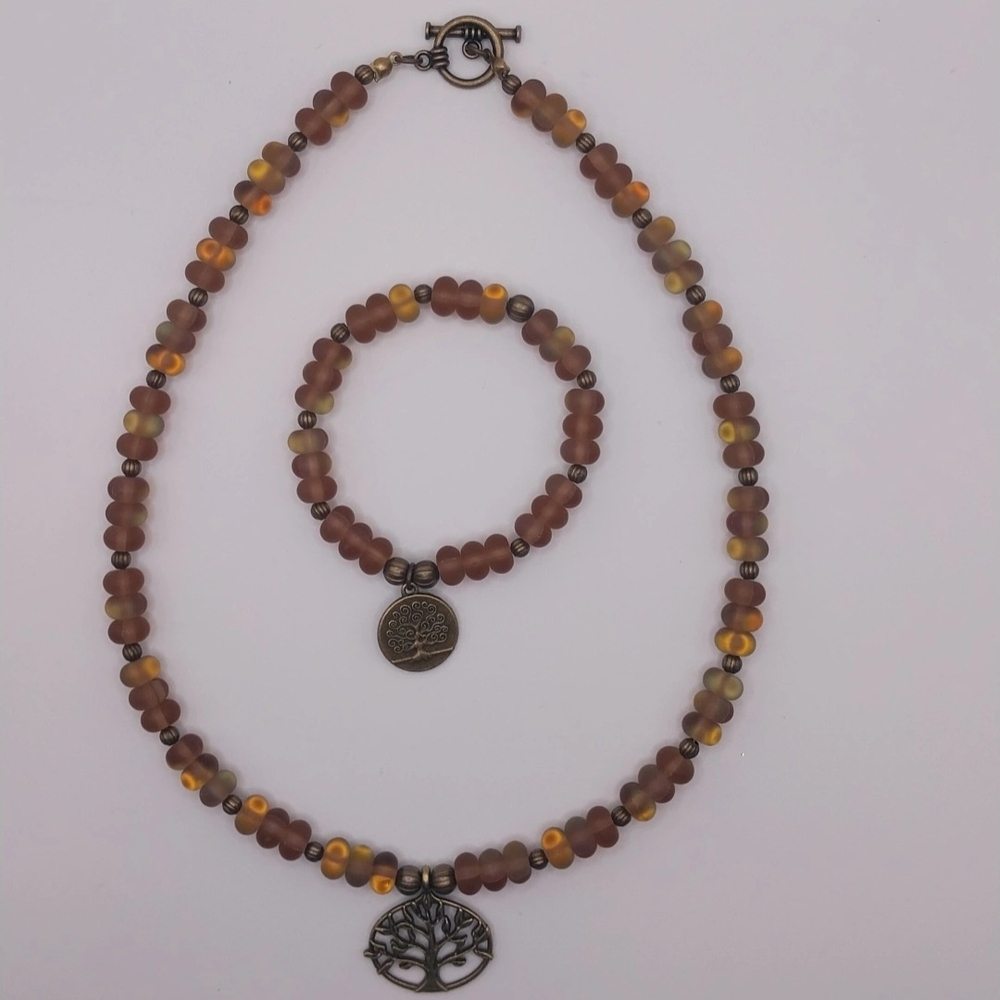 Tree of Life Beaded Necklace and Bracelet Set